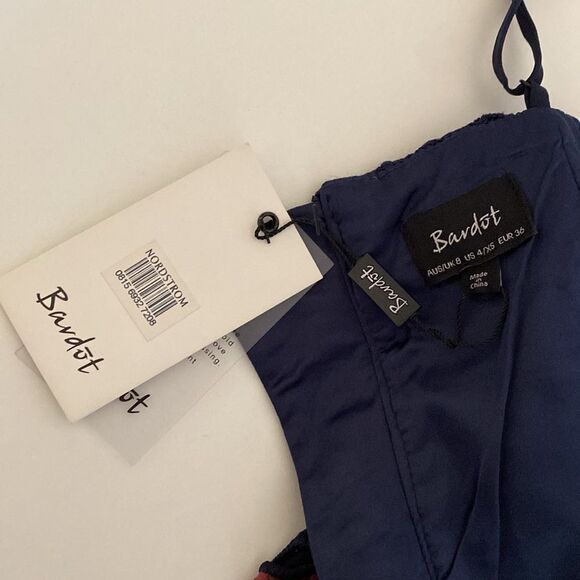 Bardot Navy & Mauve Diamond Lace Bodycon Dress Size 4 NWT - Picture 10 of 14